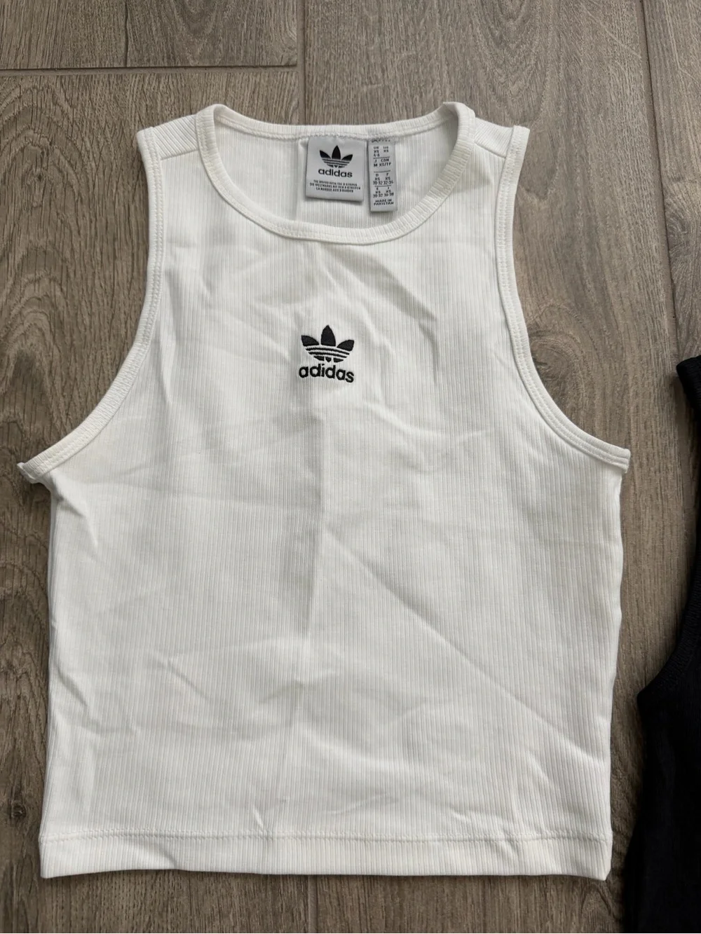 adidas Ribbed Tank Top - White & Black